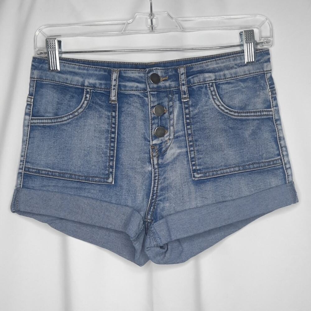 Forever 21 Cuffed Button Fly Stretch Denim Shorts 25